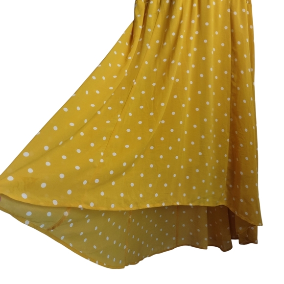 Lane Bryant Midi Dress Plus Size 18 Gold White Polka Dot high Low Sleeveless NWT - Picture 5 of 10